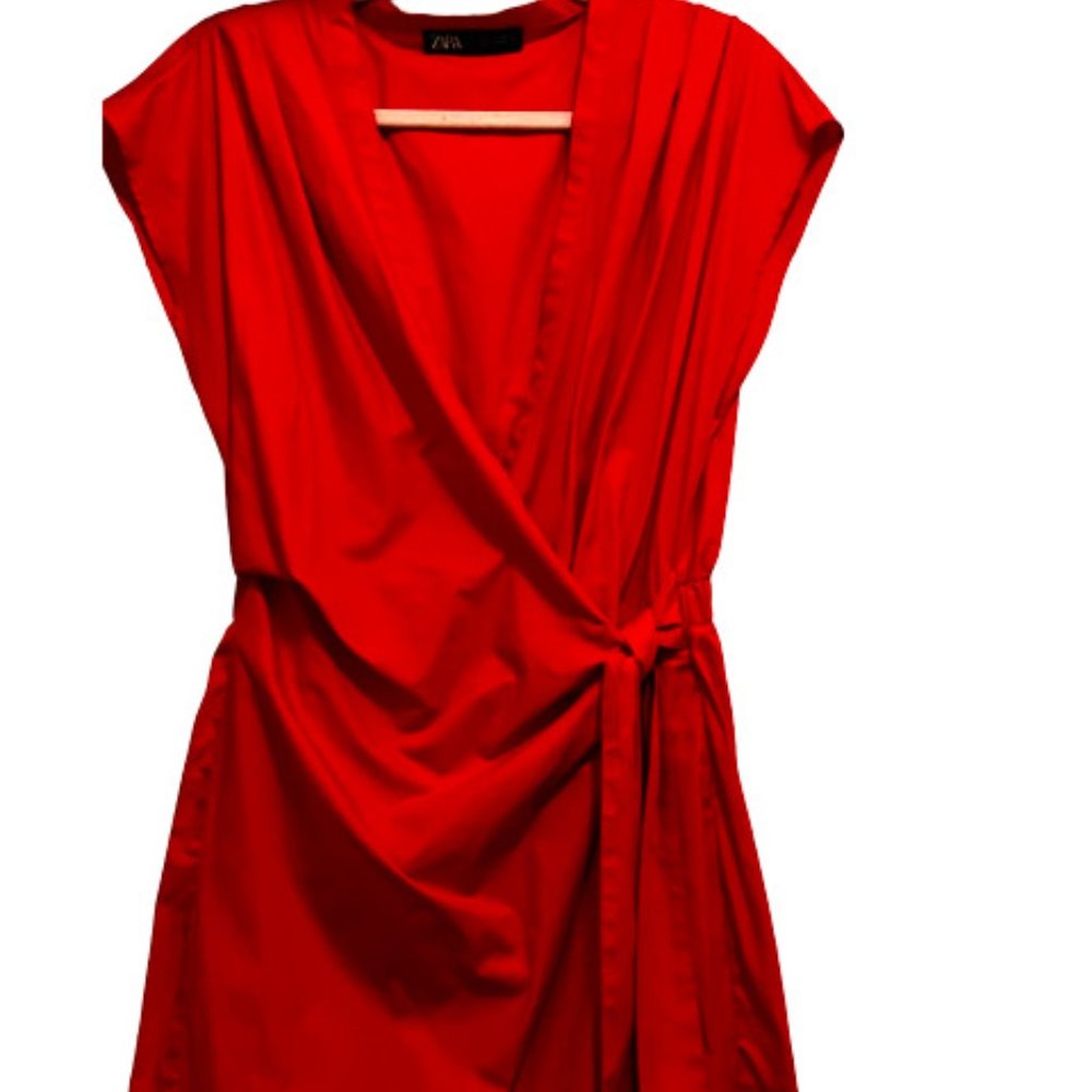 Zara Red Moni Wrap Skort Dress NWOT